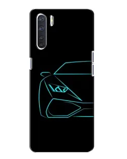 Чехол для OPPO A91 с картинкой «Голубой силуэт Lamborghini»