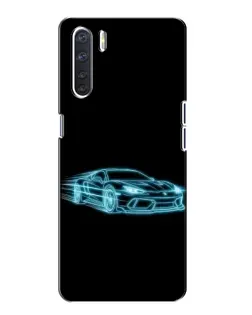 Чехол для OPPO A91 с картинкой «Неоновый контур Lamborghini»