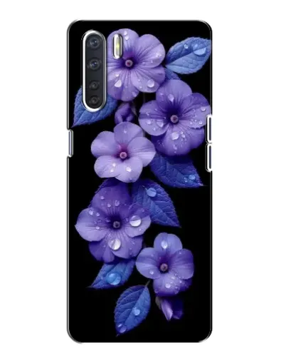 Чохол для OPPO A91 з картинкою «Фіолетові квіти з росою»
