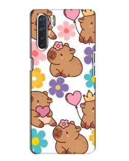 Чехол для OPPO A91 с картинкой «Цветочный паттерн капибар»