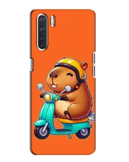 Чехол для OPPO A91 с картинкой «Капибара на скутере»