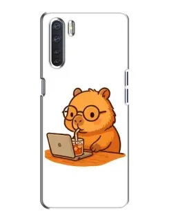 Чехол для OPPO A91 с картинкой «Капибара с ноутбуком»