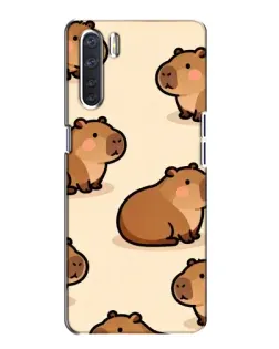 Чехол для OPPO A91 с картинкой «Паттерн милых капибар»