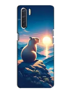 Чехол для OPPO A91 с картинкой «Закат солнца с капибарой»