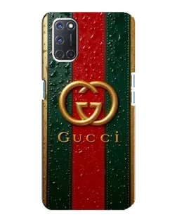 Чохол для OPPO A92 з картинкою «Gucci — фірмова смуга та золото»