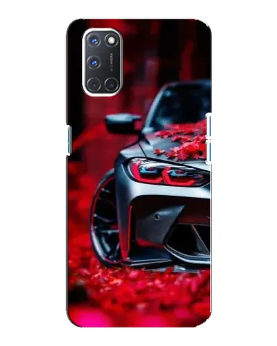Чехол для OPPO A92 с картинкой «Спортивная BMW и цветы»