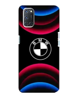 Чехол для OPPO A92 с картинкой «Логотип BMW и неоновые дуги»