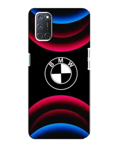 Чехол для OPPO A92 с картинкой «Логотип BMW и неоновые дуги»