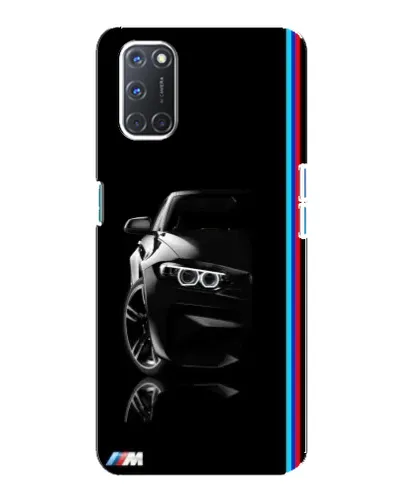 Чехол для OPPO A92 с картинкой «Силуэт BMW в темноте»