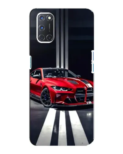 Чехол для OPPO A92 с картинкой «Красная BMW на дороге»