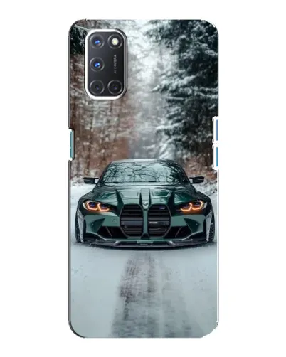Чехол для OPPO A92 с картинкой «BMW в зимнем лесу»