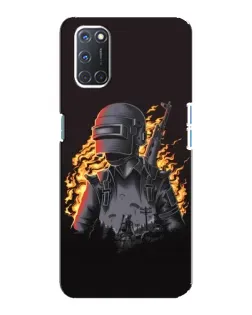 Чехол для OPPO A92 с картинкой «PUBG — огненный силуэт»