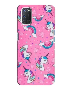 Чехол для OPPO A92 с картинкой «Unicorn паттерн розовый»
