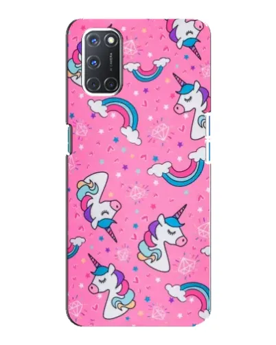 Чехол для OPPO A92 с картинкой «Unicorn паттерн розовый»
