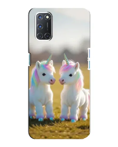 Чехол для OPPO A92 с картинкой «Пара единорогов»