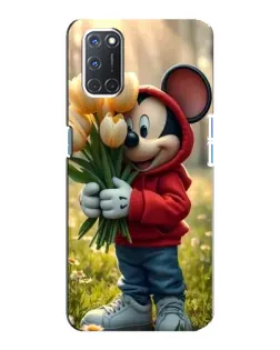Чехол для OPPO A92 с картинкой «Микки с тюльпанами»