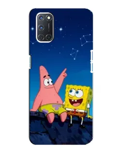 Чехол для OPPO A92 с картинкой «Губка Боб и Патрик ночью»