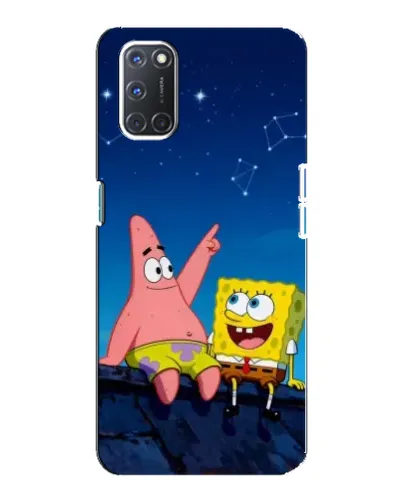 Чехол для OPPO A92 с картинкой «Губка Боб и Патрик ночью»