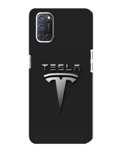 Чехол для OPPO A92 с картинкой «Стальной логотип Tesla»