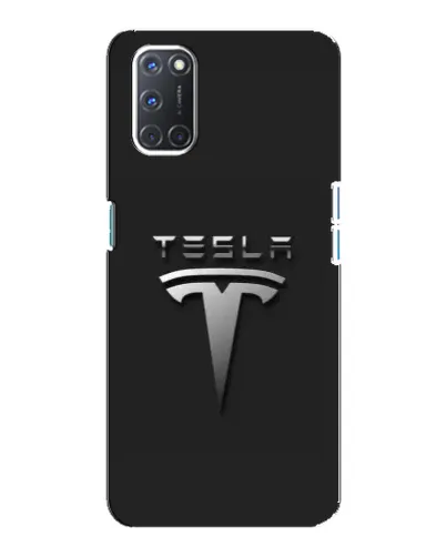 Чехол для OPPO A92 с картинкой «Стальной логотип Tesla»