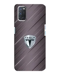 Чехол для OPPO A92 с картинкой «Металлическая текстура Tesla»