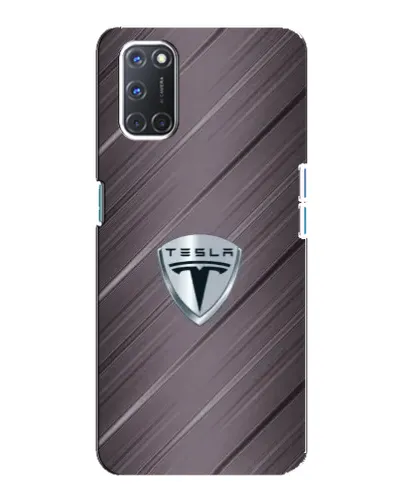 Чехол для OPPO A92 с картинкой «Металлическая текстура Tesla»