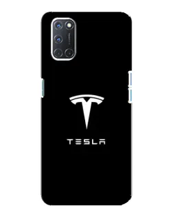 Чехол для OPPO A92 с картинкой «Tesla White Logo»