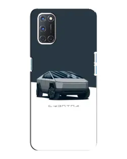 Чехол для OPPO A92 с картинкой «Серебристый Cybertruck Tesla»