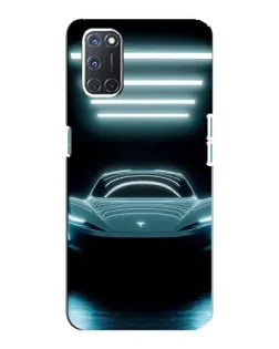 Чехол для OPPO A92 с картинкой «Tesla в неоне»