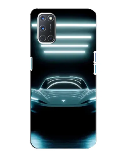 Чехол для OPPO A92 с картинкой «Tesla в неоне»