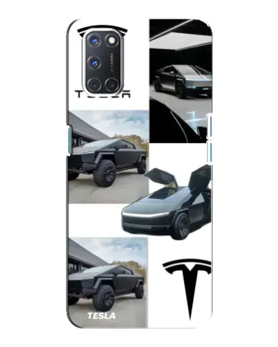 Чехол для OPPO A92 с картинкой «Коллаж Cybertruck Tesla»