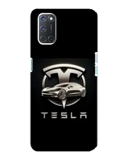 Чехол для OPPO A92 с картинкой «Tesla — серебристое авто»