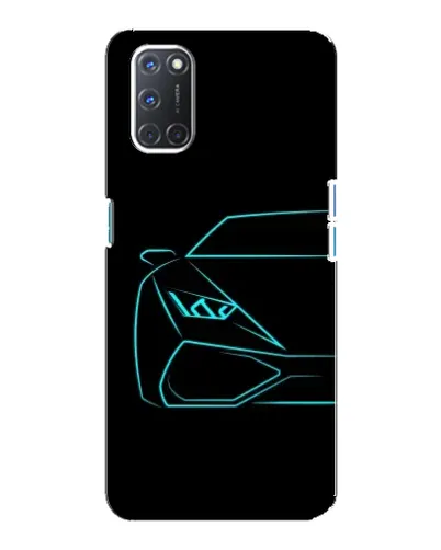 Чехол для OPPO A92 с картинкой «Голубой силуэт Lamborghini»