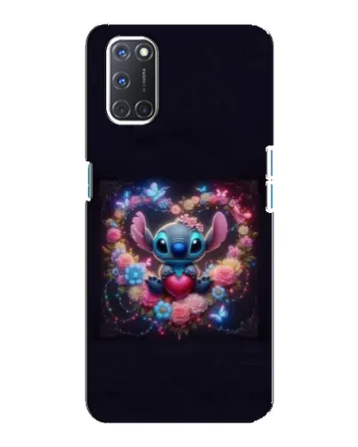 Чехол для OPPO A92 с картинкой «Stitch в цветах»