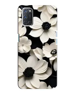 Чехол для OPPO A92 с картинкой «Объемные белые цветы»