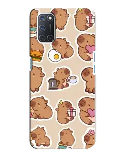 Чехол для OPPO A92 с картинкой «Капибары паттерн»