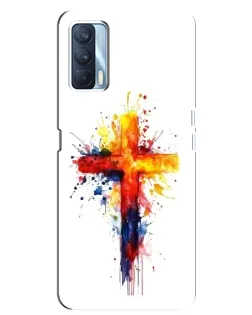 Чехол для OPPO A92s с картинкой «Акварельный крест»