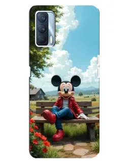 Чехол для OPPO A92s с картинкой «Микки на скамейке»