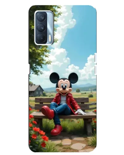 Чехол для OPPO A92s с картинкой «Микки на скамейке»