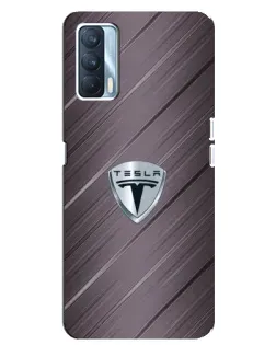 Чехол для OPPO A92s с картинкой «Металлическая текстура Tesla»