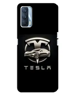 Чехол для OPPO A92s с картинкой «Tesla — серебристое авто»