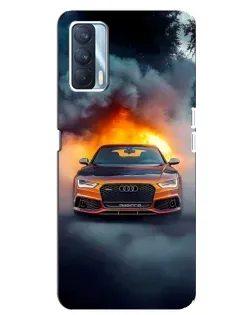 Чехол для OPPO A92s с картинкой «Audi в огненном дыму»