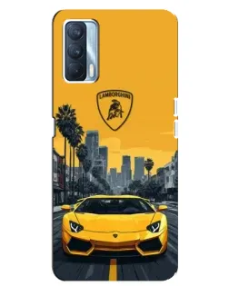 Чехол для OPPO A92s с картинкой «Желтый Lamborghini город»