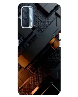 Чехол для OPPO A92s с картинкой «Черные геометрические блоки»