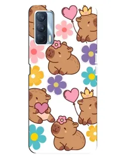 Чохол для OPPO A92s з картинкою «Квітковий паттерн капібар»