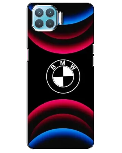Чехол для OPPO A93 с картинкой «Логотип BMW и неоновые дуги»