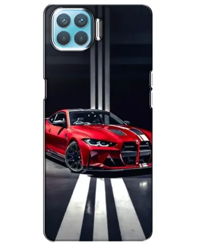 Чехол для OPPO A93 с картинкой «Красная BMW на дороге»