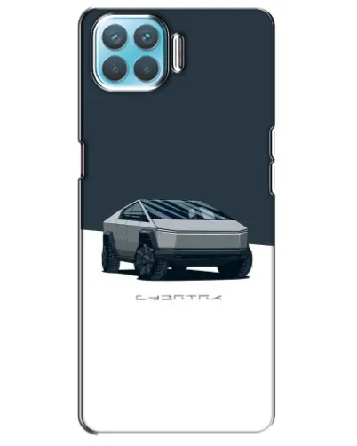 Чехол для OPPO A93 с картинкой «Серебристый Cybertruck Tesla»