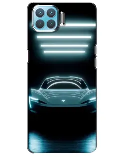 Чехол для OPPO A93 с картинкой «Tesla в неоне»