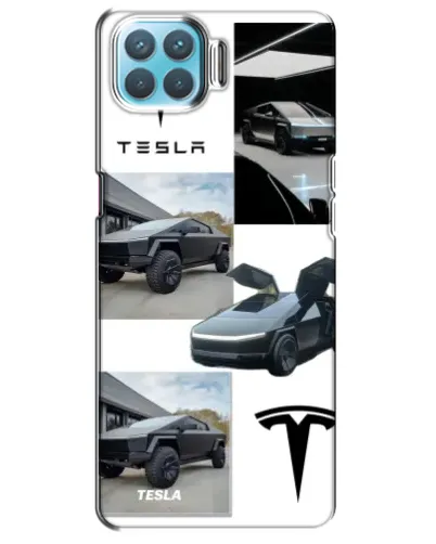 Чехол для OPPO A93 с картинкой «Коллаж Cybertruck Tesla»